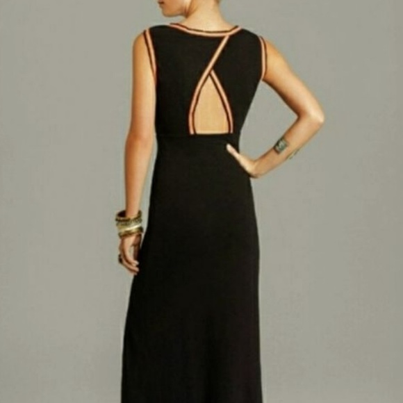 Free people embroidered black Sabrina maxi cutout dress. Size large. - Picture 3 of 10